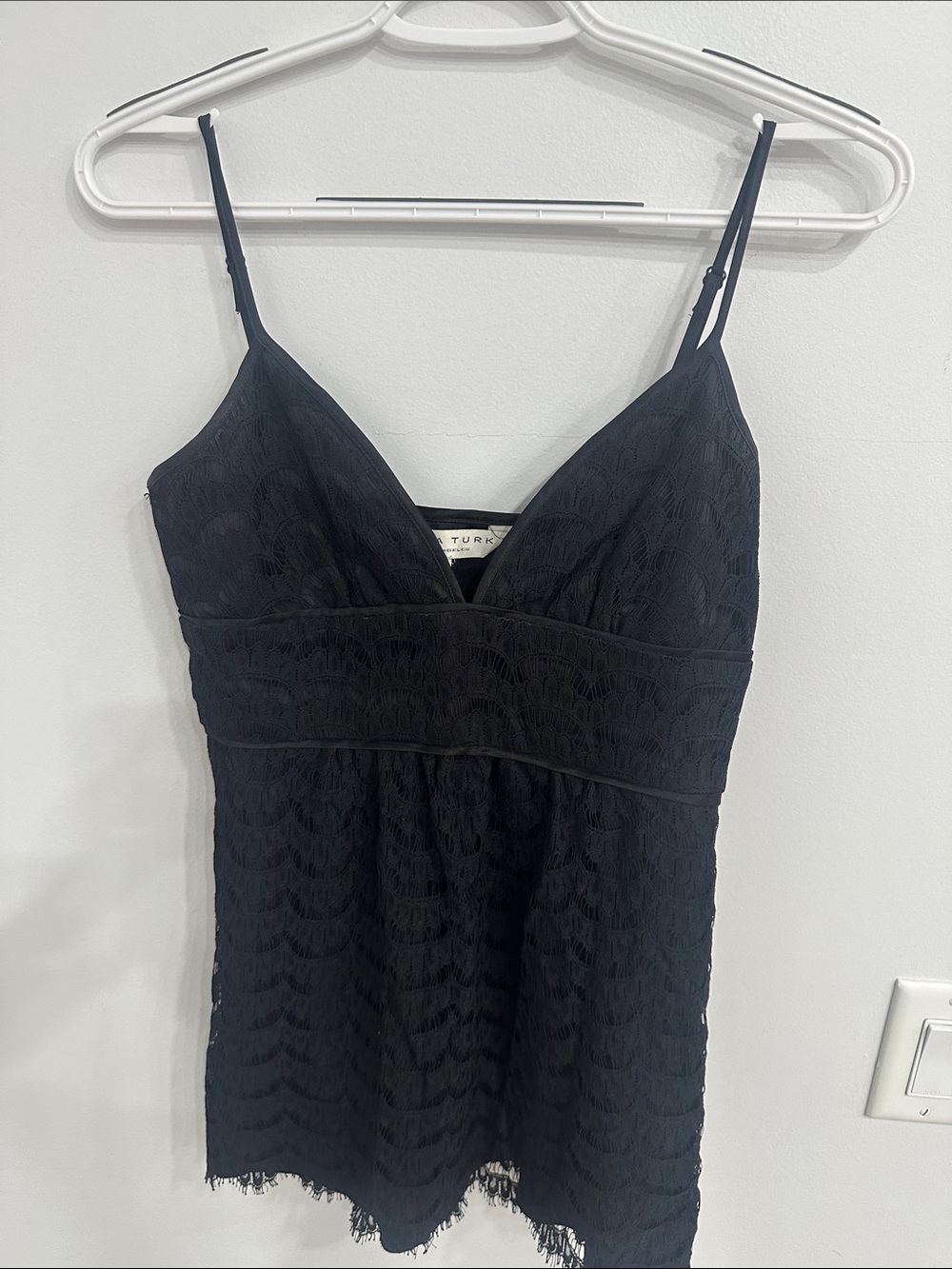 Trina Turk Black Lace Babydoll Camisole Top